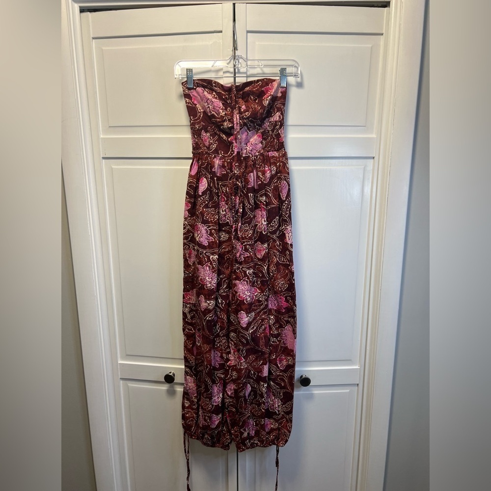 Free People Iris Halter Jumpsuit Size XS-S (NO SIZE TAG )Color Brown And Pink - Picture 4 of 14